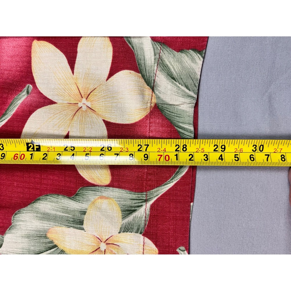 Bermuda Bay Silk Hawaiian Shirt Red Floral Tropical Short Sleeve Mens Sz Medium - Picture 4 of 9